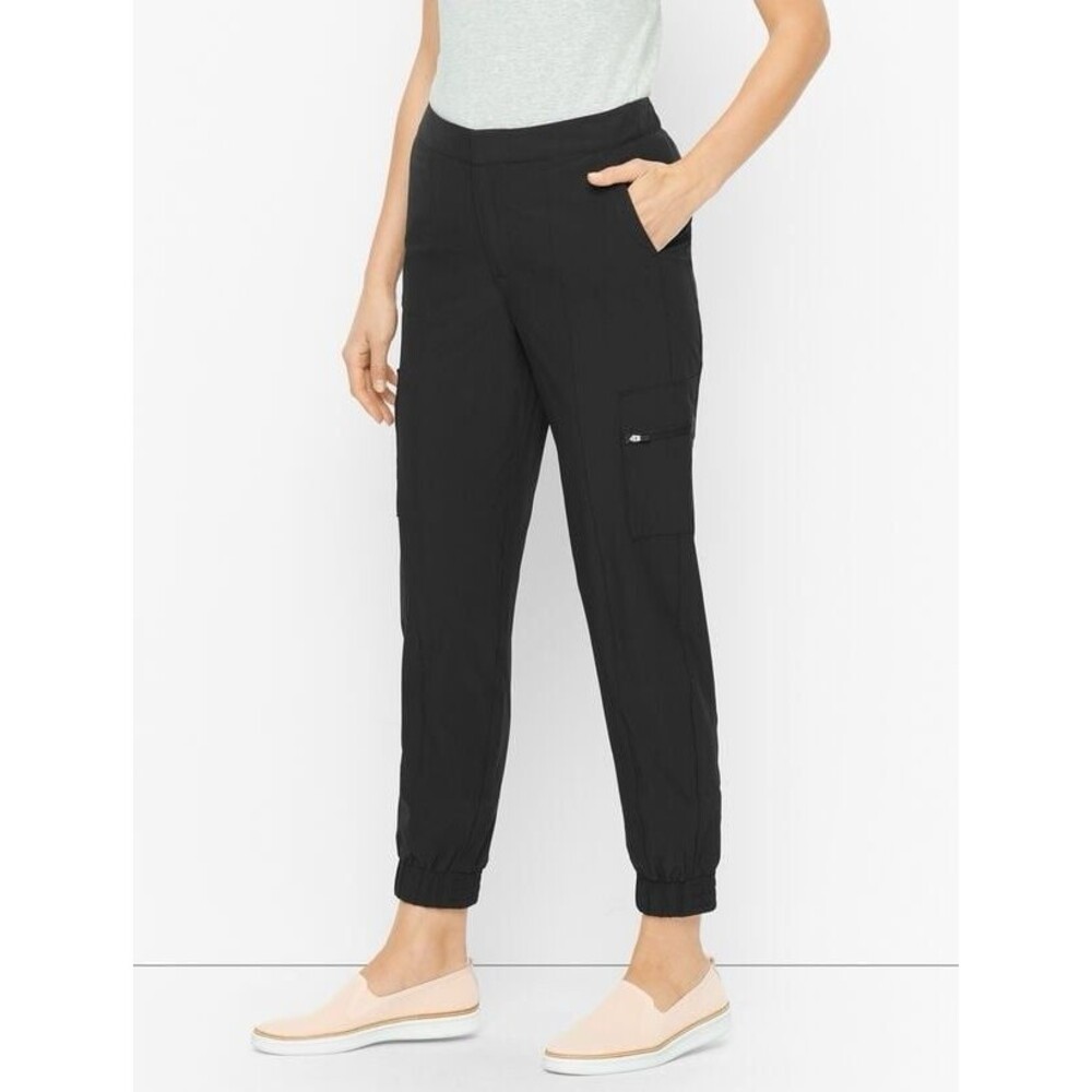 T by Talbot Womens Size SP Black Cargo Jogger Stretch Pocket Pants Preppy